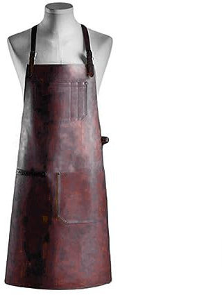 Dcaknri Delantal de trabajo de cuero con bolsillos para hombres y mujeres, delantales ajustables, carnicero, chef, barbacoa