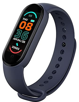 M6 Smartwatch Fitness Tracker Con Frequenza Cardiaca Pressione Sanguigna Monitoraggio Del Sonno Pedometro Calorie Fotocamera Remota E Altro, Ip67 Impermeabile Bluetooth Smart Band (Blu scuro)
