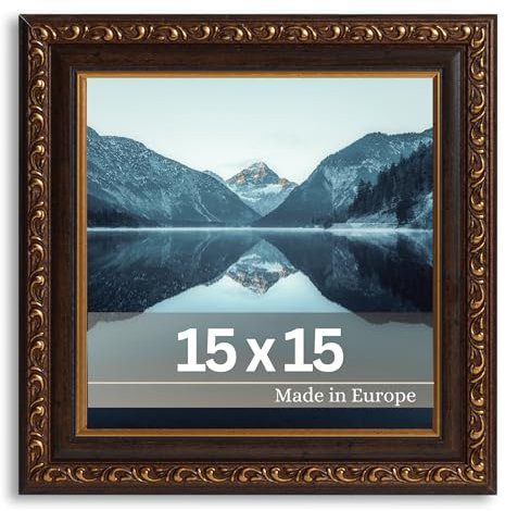 VictoR antiker - kunstvoller Fotorahmen „Chagall“ in Schwarz Gold - 15x15 cm Deko Bilderrahmen Vintage - Bilderrahmen Quadratisch - Bilderrahmen Schwarz 15x15 - Barock