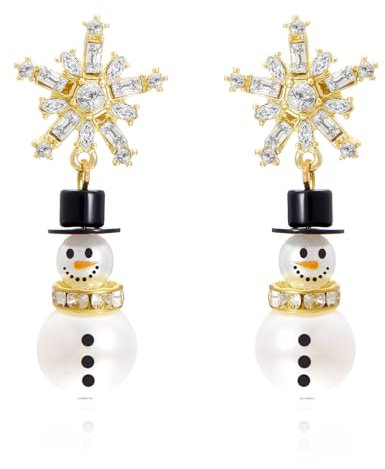 fdsmall Schneemann Ohrringe für Frauen Strass Schneemann Dangle Ohrringe Silber CZ Schneemann Ohrringe Funkelnde Weihnachten Ohrstecker Schmuck Geschenk für Frauen (01)