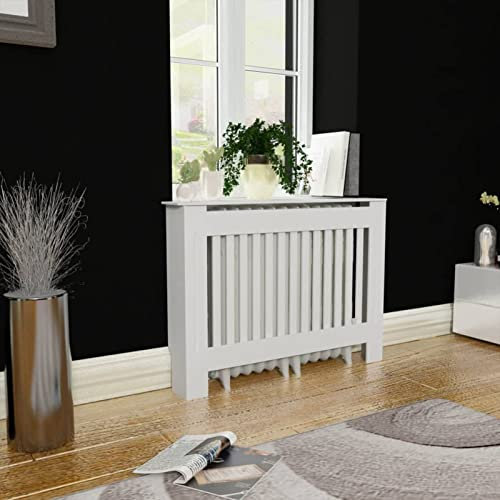 IKAYAA Heizkörperverkleidung Heizung verkleidung Holzverkleidung Wand Heizkörper Abdeckung Heizung Abdeckung -Weiß-112 x 19 x 81.5 cm