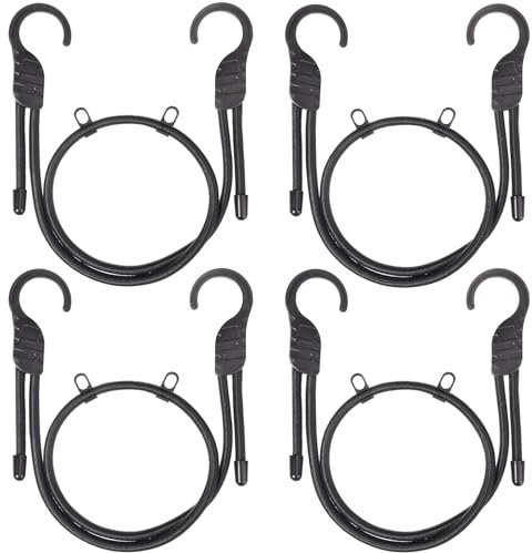 4 Stück Spanngummi Bungee-Seile mit Haken 100 cm, Verstellbar Expander mit Haken, Gummispanner mit Haken für Sackkarre Gepäckträger Fahrrad Motorrad Camping 