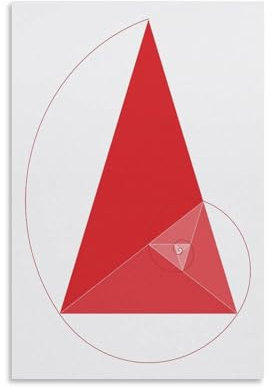LZTEN Fibonacci Dreiecksdruck, Goldenes Verhältnis Poster, Goldenes Verhältnis Spirale Wandkunst, Fibonacci Spiral Poster, Mathematik Poster, College Wohnheim Dekor Leinwand Wa