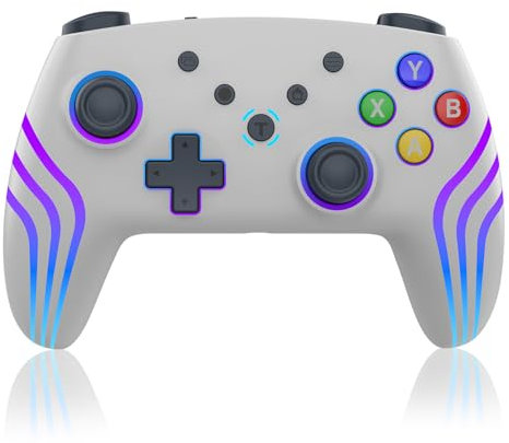 SWCTIM Wireless Controller for Xbox 360, 2.4GHZ Game Joystick Controller Gamepad for Xbox 360 & Slim Console and PC Windows 7/8/10,with RGB LED Light and 3.5mm Audio Jack,Grey