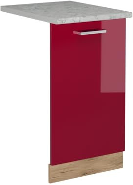 Vicco Tapa del lavavajillas R-Line, Rojo Burdeos Alto Brillo, 45 cm, ET Mármol