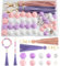 NEBURORA Kit de fabrication de perles en silicone pour porte-clés, perles violettes, roses et blanches avec pompons en cuir, perles rondes pour bracelets, loisirs créatifs, stylos à perles,décorations