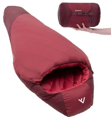 qeedo Fluffy 14 Daunen Schlafsack Sommer (Komfort-Temperatur 14°C) - kleines Packmaß (29x22x22 cm) - 960 g - (M: bis 170 cm Körpergröße) - Camping, Outdoor, Trekking - RDS-Zertifiziert
