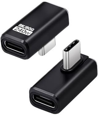 Duttek 90 Degree USB C Extender Adapter [240W 80Gbps 8K@60Hz], USB C Right Angle Adapter, Type C Extender for Thunderbolt 5/4, MacBook, Switch, iPhone 16/15