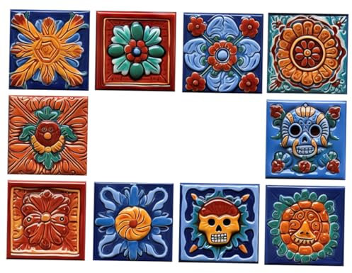 SHINEOFI 10 Stk. Selbstklebende Marokko Blumenfliesenaufkleber Vintage Fliesen Sticker für Dekoration für Wände und Möbel Einfach zu Verwenden