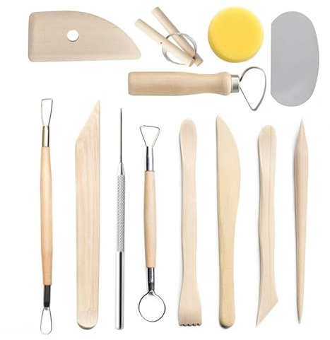 Pebipoo 13 Stück Töpferwerkzeug, Polymer Clay Sculpting Ton Tools Modellier Set, Holz Keramik Ton Werkzeuge Set für Künstler und Anfänger