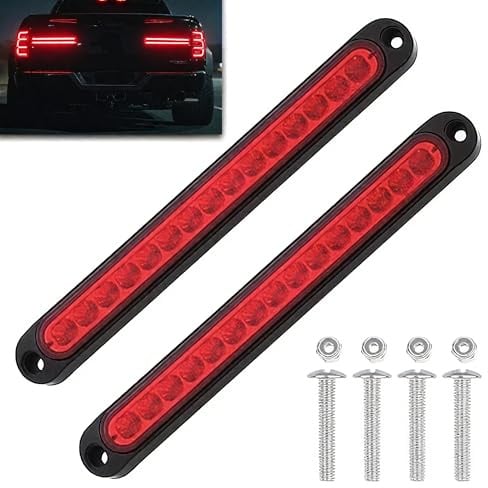 Menibeuty 2Pcs 12-24V Luces Led De Pilotos Traseros Remolque, Tercera Luz De Freno, Luces Remolque Traseras, RV, UTV, ATV, Parada A Prueba De Agua(Rojo)