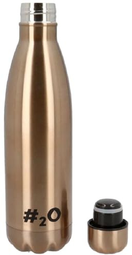 PURO Bottiglia Termica H2O 500 ml Steel Borraccia Termica 500 ml, Bottiglia in Acciaio ORO GOLD
