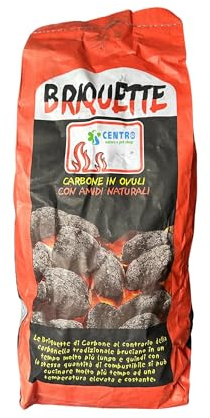 Briquette Carbone in Ovuli per Barbecue, 3 kg, con Amidi Naturali, Formato Pratico per Grigliate
