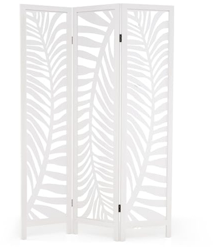LIFEZEAL 3-teiliger Paravent 170 cm, Raumteiler Sichtschutz freistehend ohne Montage, Trennwand Holz mit perforierten Blättern, Spanische Wand Raumtrenner für Haus, Büro, Restaurant, Wohnzimmer