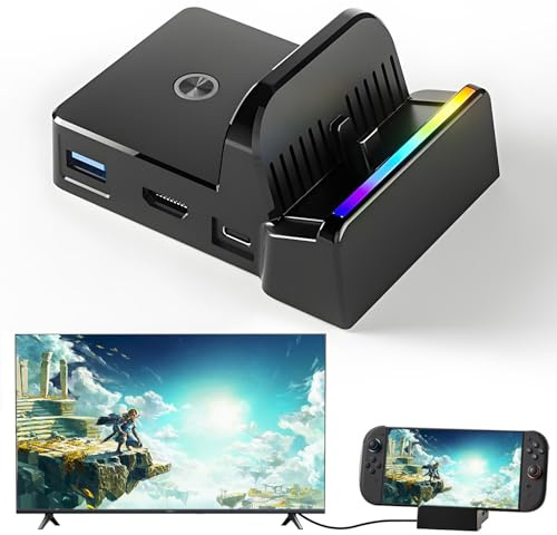 GuileKeys Switch 2 Docking Station, 4K HD Switch TV Dock Zubehör | Ladegerät kompatibel mit Switch 2 Konsole, USB3.0 Docking Station für Switch 2 mit 4K@60Hz HDMI