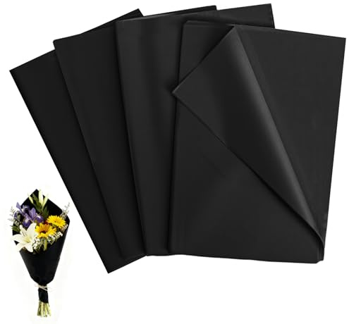 Realjoy 50 Blatt Seidenpapier, 50 x 70 cm, Seidenpapier Verpackungsmaterial, Geschenkpapier zum Verpacken, Packpapier für Geschenkverpackungen, Blumen, Hochzeiten, DIY, Basteln, Geburtstage（Schwarz）