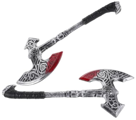 2 Stück Wikinger Kostüm Äxte aus Kunststoff, Silber, Geschenkideen