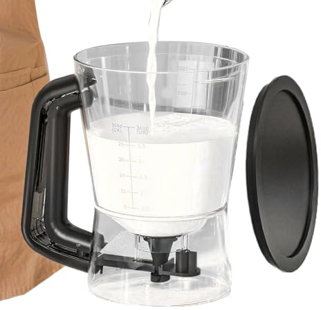Ahuuen Batter Dispenser, 1L Funnel Shape Pourer, Batter Dispenser for Baking with Stand, for Cooking Sauce Syrup Oil Condiment Cream Dressing Salad Kitchen Baking Butter Honey