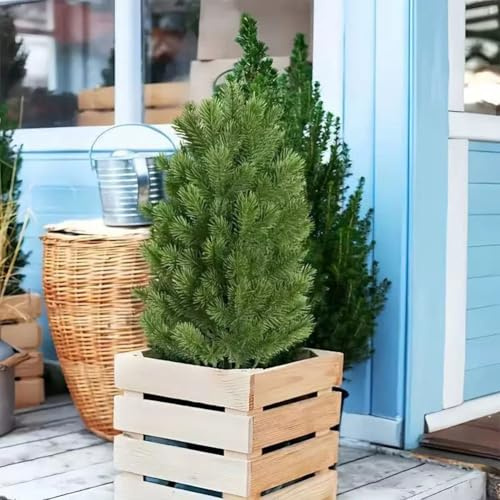 Gettimore Lebensechter künstlicher Zypressen-Formschnitt, 55 cm, pflegeleicht, für drinnen und draußen, 2 Stück, Grün