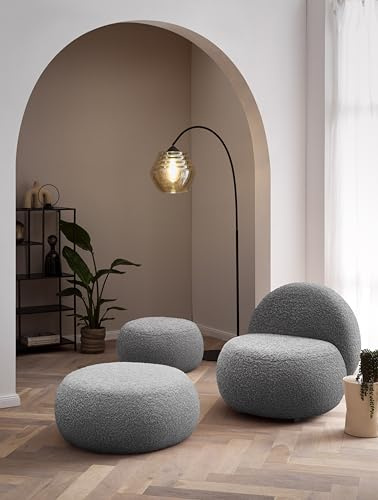 DOMO. collection Sessel Tolima, Polstersessel, rund, Füße mit Filzgleitern, Armsessel, 73 x 75 x 76 cm (BxTxH), grau