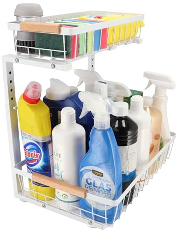 KROMS Organizador cocina talla XL - Blanco - Organizador bajo fregadero - Mueble bajo lavabo