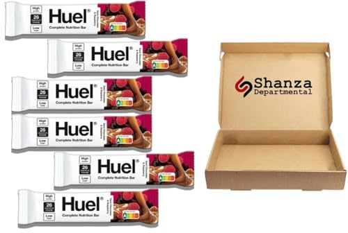 Huuel Complete Nutrition Bar Dark Chocolate Raspberry – 6 x 55g High Protein Plant-Based Snack Bars | Low Sugar, High Fibre, Vegan Chocolate, Under 210 Calories