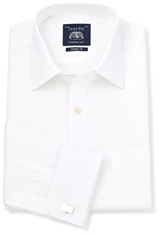 Men's Classic Fit 100% Cotton Poplin Double Cuff Formal Shirt | Luxury, Premium Quality, Long Sleeve, Dress Shirt, Formalwear