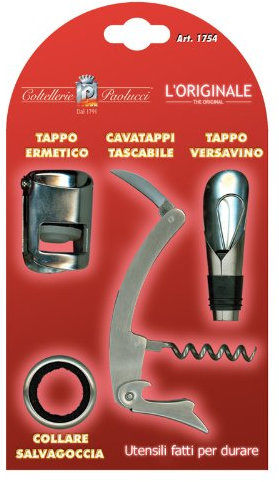 Set cavatappi tascabile con salvagoccia,tappo versavino e tappo ermetico