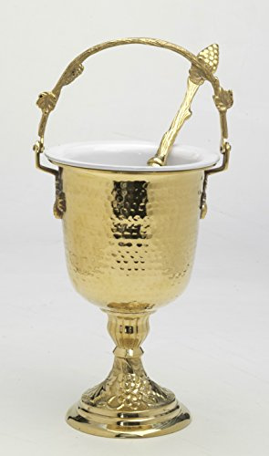 Acquasantiera, Altezza 35,5 cm, Ottone, Oro