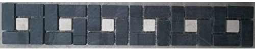 Mosaik Naturstein Bordüre Schwarz Creme Fliesen Sockelleiste B520