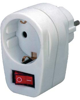 Brennenstuhl Adapterstecker Euro 2 + Schutzkontakt 1 weiß mit Schalter, 1508100 (6, 1 Schuko mit Schalter)