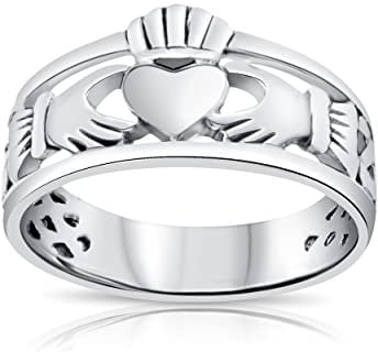 DTPsilver® 925 Sterling Silber Claddagh Ring - Liebe, Loyalität und Freundschaft - Keltisch/Irisch/Herz