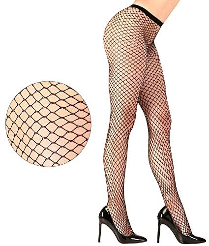 WIDMANN MILANO PARTY FASHION - Collant a rete con maglie larghe, nero, Halloween, carnevale