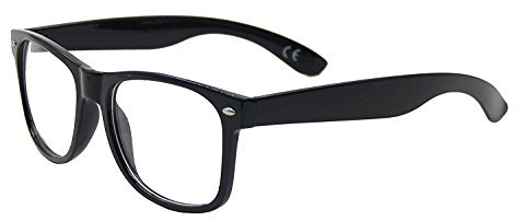 Clear Lens Geek/Nerd Retro Glasses,Black Frame