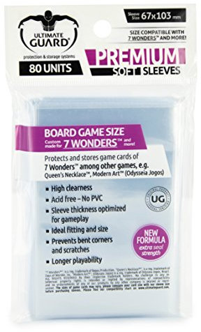 Ultimate Guard UGD010278 Premium Soft Sleeves für Brettspielkarten 7 Wonders Kartenhüllen, Transparent