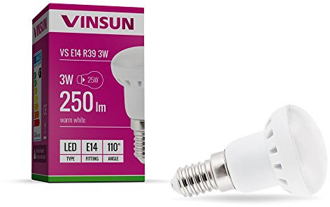 VINSUN® E14 R39 LED Lampe 3W 250lm (Ersetzt 25W) [LED Leuchtmittel warmweiß 2900K, 110° Abstrahlwinkel, Reflektor]