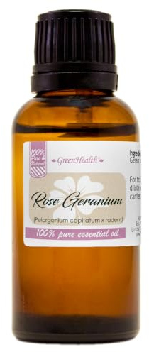 Rose Geranium Essential Oil - 1 fl oz (100% Pure & Uncut) - GreenHealth