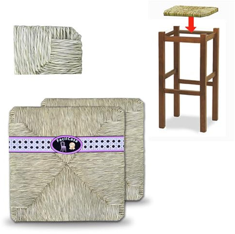 FacilCasa Asiento de Repuesto para taburetes, de Paja de arroz, Marca, Oferta Incluye 2 exclusivos manuales de reparación y Mantenimiento de los Asientos de 33 x 33 cm, Art. 08R