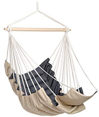 AMAZONAS Extra bequemer Hängesessel California Sand weich gepolstert Stablänge 110 cm bis 150 kg zweifarbig Beige/Anthrazit