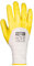texxor 12 Stück Polyester-Strickhandschuhe 2358, Nitril beschichtet, Packung, weiß-gelb, 10/XL, Nitrilhandschuhe, Strickhandschuhe, Arbeitshandschuhe