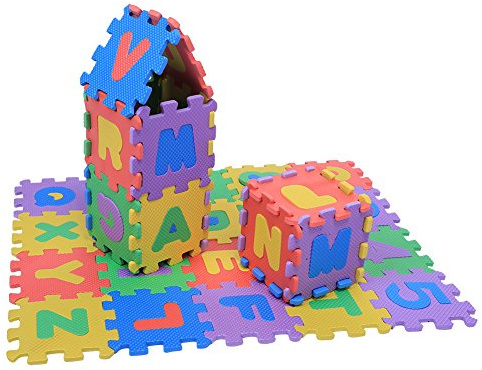 Puzzlematte Kinder,Buchstaben Teppich Puzzle,Foam Mat,36 Pieces Robuste,Kids Foam Puzzle Bodenspielmatte,36 Stück Weiche Eva Foam Spielmatte Mehrfarbige Bodenfliesen Für Kinder Zahlen & Buchstaben Bab