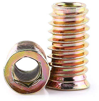 20pcs Hex Socket Drive Insert Nuts Carbon Steel Hex Drive Head Nut Threaded Inserts for Wood Furniture (M8*25mm)