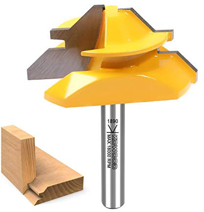 KOWOOD Router bit, 3/4” Cutting Height, 45 Degree Lock Miter Router Bit 1/4 Inch Shank