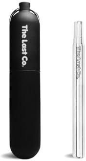 The Last Co. Reusable + Portable Telescopic Stainless Steel Straw with Keychain Case (Charcoal Black)