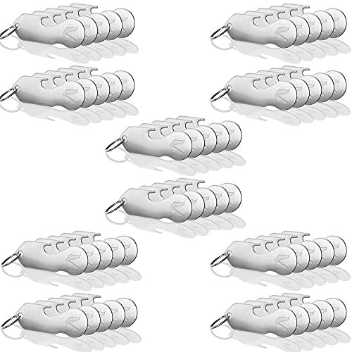 MAGATI Einkaufswagenlöser Schlüsselanhänger abziehbar multifunktional aus Edelstahl mit Schlüsselfundservice und Profiltiefenmesser 50er Set