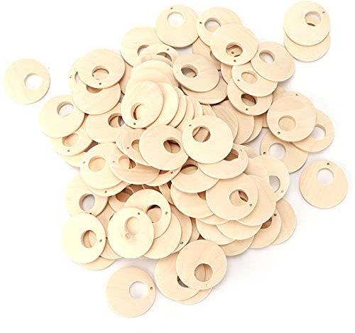 Tissting Orecchini in Legno Non Finiti 100pcs - Ciondoli Decorativi per Gioielli Donna, Idee Regalo Fai da te, Artigianato Creativo con Materiali Naturali e Sicuri, Dimensioni 1.5x1.5 cm (0.6x0.6 in)