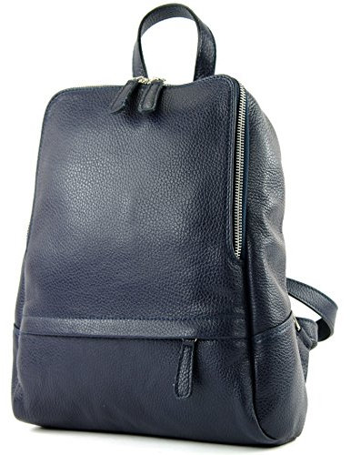 modamoda de T138 Damen Leder Rucksack Handtasche handmade in Italy, Farbe:Dunkelblau2021