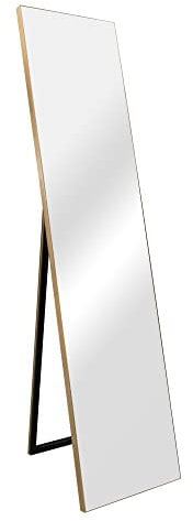 [en.casa] Standspiegel Barletta 150x35 cm Ganzkörperspiegel rechteckig Ankleidespiegel kippbar neigbar Gold