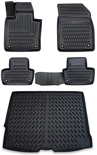 ELMASLINE Juego de alfombrillas de goma 3D y bandeja de maletero para Volvo XC-60 (XC60) 2017-2025 | túnel central no encaja en la carga posterior