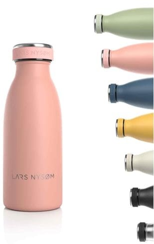 LARS NYSØM Gourde INOX 350ml | 0.35L Bouteille d’eau isolée | Gourde étanche pour Le Sport, la Bicyclette, Les Enfants (Blush Rose, 350ml)